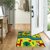 Vibrant Safari Animals Kids Cartoon Area Rug