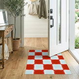 Vibrant Red Geometric Motif Area Rug