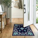 Blue and Teal Navy Teal Floral Persian Area Rug