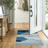 Geometric Modern Blue Wave Abstract Area Rug