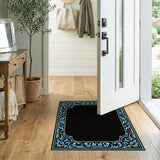 Elegant Blue Ornate Border Area Rug