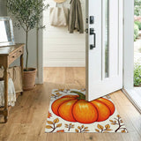 Vibrant Orange Pumpkin Harvest Rug with Fall Leaves