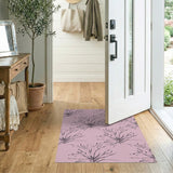Pink Floral Sketch Line Art Area Rug