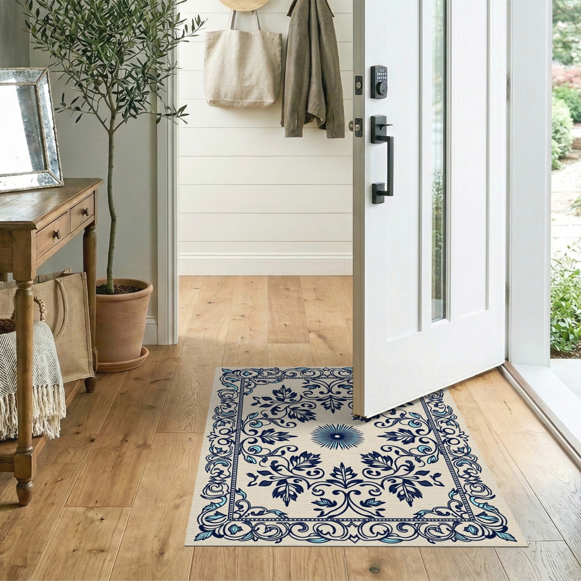 Blue and Teal Ornate Blue Teal Persian Medallion Rug