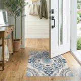 Blue Persian Floral Medallion Rug