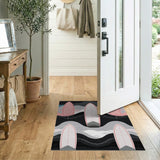 Pink Surfboard Waves Coastal Area Rug