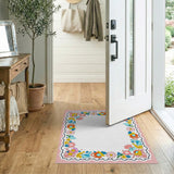 Vibrant Floral Scalloped Border Rug