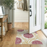 Red Spiral Floral Area Rug with Gold Accents