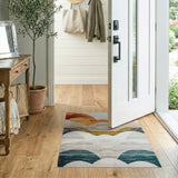Layered Wave Multi-Color Abstract Area Rug