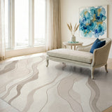 Beige Flowing Lines Abstract Area Rug
