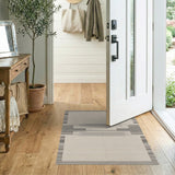 Modern Beige Grey Geometric Stripe Rug