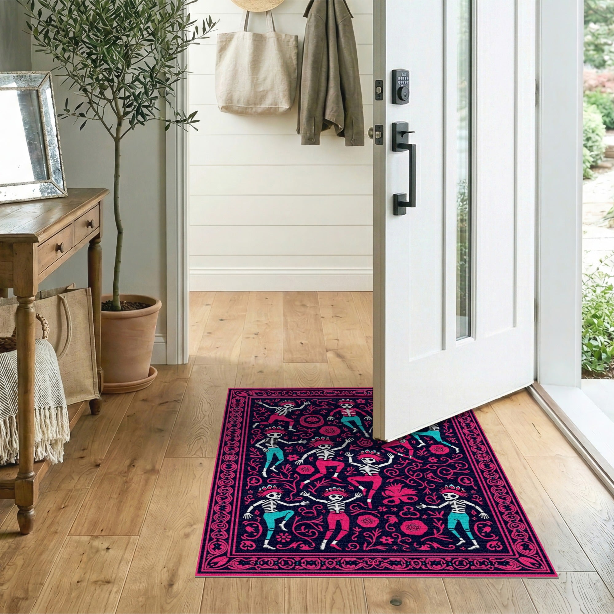 Dancing Skeletons Heritage Tribal Area Rug