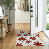 Red Japanese Maple Leaf Pattern Area Rug