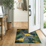 Kids Yellow Brachiosaurus Dino Jungle Rug
