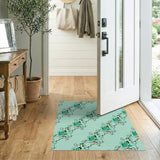 Whimsical Teal Flamingo Pattern Area Rug