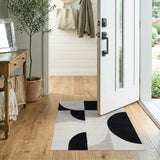 Modern Geometric Black White Circles Area Rug