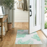 Mint Teal Wave Abstract Area Rug