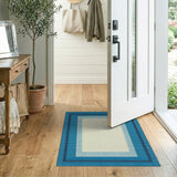 Blue Teal Framed Geometric Area Rug