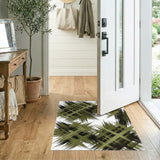 Olive Green Abstract Brushstroke Area Rug