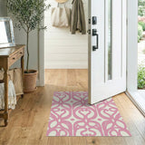 Pink Floral Scrollwork Area Rug
