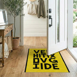 Yellow 'Vent Hit DVG IDE' Bold Block Letter Area Rug