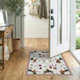 ODIKA Washable Christmas Snowman Reindeer Area Rug, Low Pile Festive Holiday Decor
