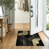 Gold Wave Abstract Geometric Area Rug