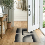 Abstract Black and White Abstract Geometric Black White Area Rug