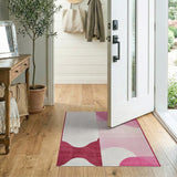 Wavy Pink Abstract Pink Area Rug