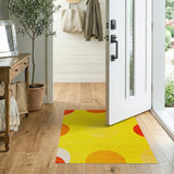Vibrant Yellow Orange Overlapping Circles Area Rug