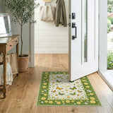 ODIKA Washable Butterfly Floral Garden Rug - Non-Slip Low Pile Area Rug