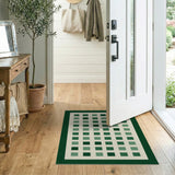 Modern Green Grid Mosaic Area Rug