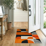 Bold Orange Black Geometric Area Rug