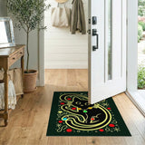 Whimsical Black Cat Cartoon Area Rug
