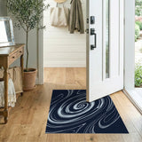 Navy Hypnotic Swirl Abstract Area Rug