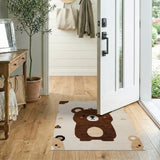 Adorable Brown Bear Kids Cartoon Rug