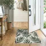 Floral Vintage Lush Green Leaf Pattern Area Rug