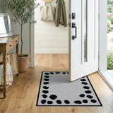 Black and White Black White Abstract Spot Area Rug