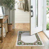 Ornate Green Vine Paisley Border Rug