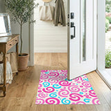 Pink and Blue Swirl Washable Area Rug
