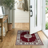 Elegant Red Persian Area Rug with Ornate White Motifs