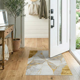 Gold Veined Marble Geometric Area Rug