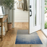 Ombre Blue Distressed Vintage Area Rug