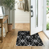 Black and White Black White Film Reel Geometric Area Rug