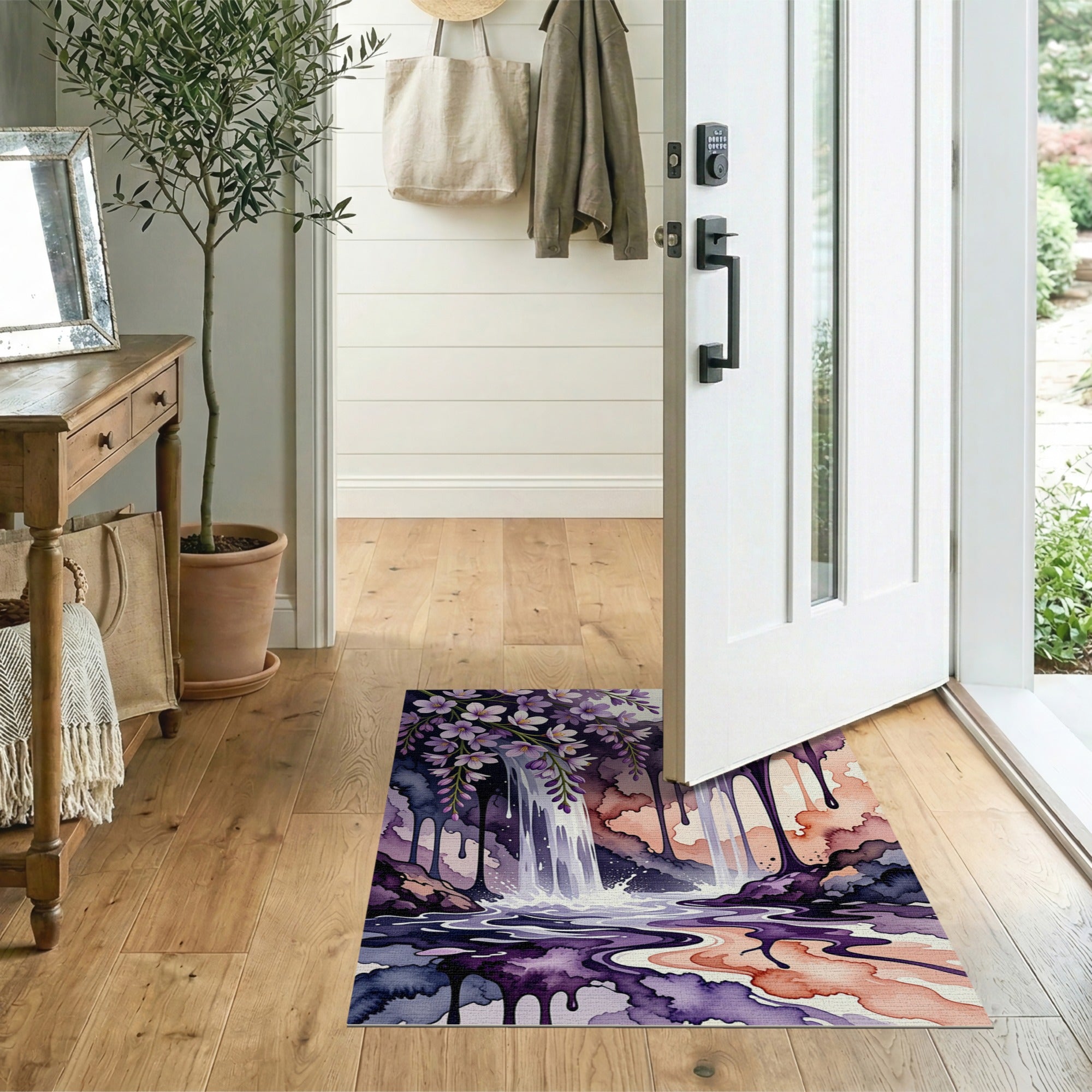 Purple Wisteria Waterfall Area Rug