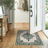 Ornate Green Persian Medallion Traditional Persian Area Rug