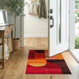 Bold Abstract Geometric Area Rug in Red Orange