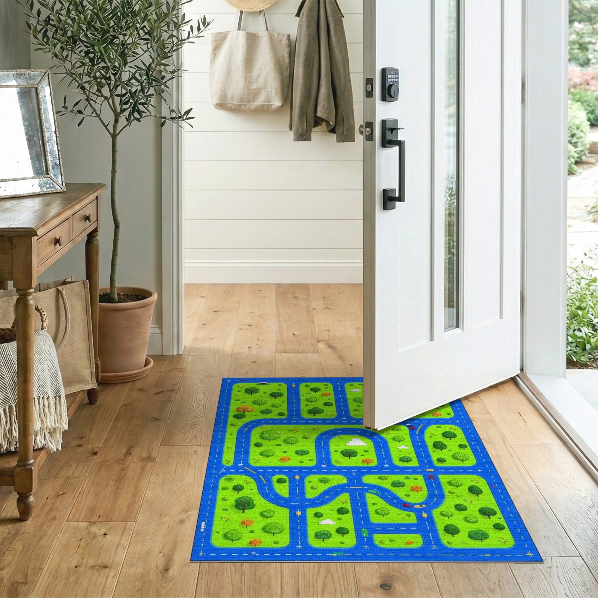 Kids Cartoon Road Adventure Play Rug