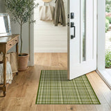 Rustic Farmhouse Green Plaid Check Area Rug