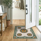 Orange Sunflower Medallion Persian Area Rug